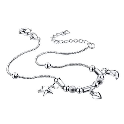 Tobillera de corazón y luna dulce ideal para regalar en ocasiones especiales de verano