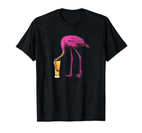 Flamant Rose Boire de la Bière Funny Flamingo T-Shirt