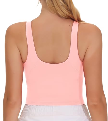 Image of THE GYM PEOPLE Women Sports Bra Sleeveless Padded Running Workout Tank Tops | U-Shaped Beauty Back, High-stretch fabric, Crop design, Sleeveless, Removable pads, Ideal for workout and daily wear