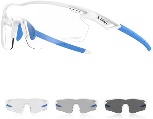 X-TIGER Photochrome Fahrradbrille Herren Damen UV400 Ideale Auto Selbsttönend Sonnenbrille für MTB, Radfahren, Outdoor Sport Hochwertige MTB Laufbrille