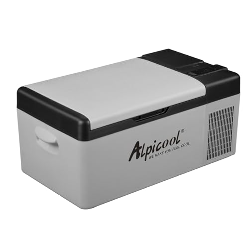 Alpicool EC15 15L Kompressor Kühlbox 12v Mini Kühlschrank Elektrische Camping-Gefrierbox Klein Tragbare für Auto, Lkw, Boot, RV mit USB Anschluss,-20℃-20℃,Wiederaufladbar(Batterie nicht enthalten)