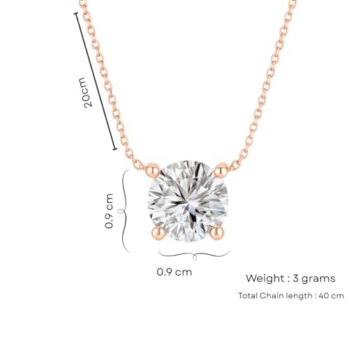 Image of Nilu's Collection Rose Gold Plated Solitaire Pendant Necklace with Round Cut American Diamond For Women And Girls | Anti-Tarnish | Anti-Allergy |Office Wear | Gifting