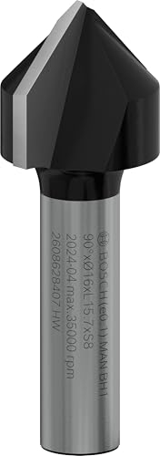 Bosch 1x Fraise à rainurer en V pour défonceuse PRO (pour Bois résineux, Bois dur, Ø 16 mm,...