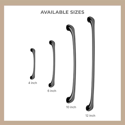 Image of LAPO 10 Inch Pull Handles for Wardrobes, Designed for Kitchen Drawer & Almirah, Balanced Grip Control, Smooth Screw Installation, Corrosion Safe Layer, Hole to Hole Size 23.4 cm (Black, Pack of 6)