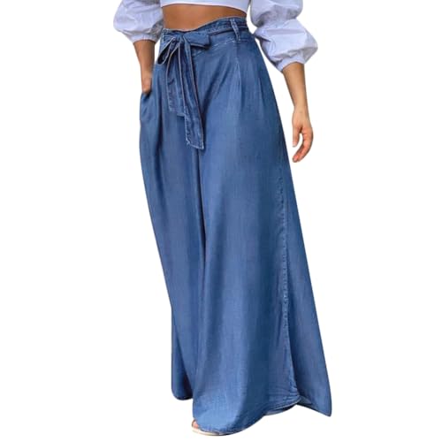 Jean femme jambe large taille haute pour affiner la silhouette avec élégance