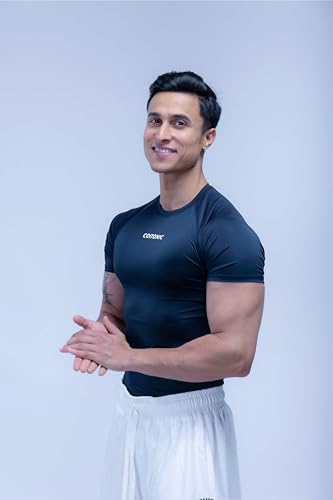 Image of COITONIC Men's Half Sleeve Compression T-Shirt - Athletic Base Layer for Gym, Sports & Fitness Training