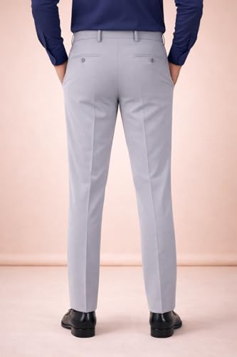 Image of SaintX Men's Premium 4-Way Comfort Stretch Formal Trousers | Smart Sweat Wicking Wrinkle Free Fabric | Smarter Techno Flex Expandable Waistband | Stylish Slim Fit | Daily Office Wear