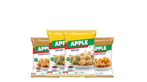 APPLE Gram Flour/Besan 1 KG Pack Of 2, Apple Coarse Besan 500 GM Pack Of 2, Total 3 KG Combo