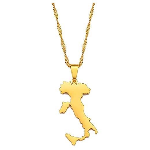 LLJHXZC Halsband Italien med Sicilien och Sardinien tillsammans karta hänge halsband italienska kartor smycken gåvor