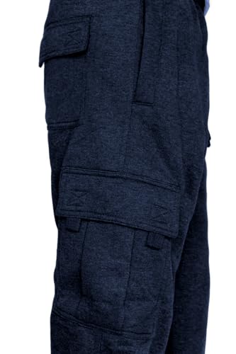 Image of Men's Cargo Sweatpants Casual Fleece Joggers Loose Fit Open Bottom Athletic Pants for Men with Pockets