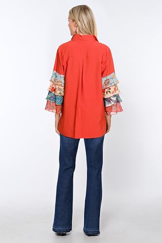 john mark Women's Embroidered Five Pocket Denim Flare Pant2