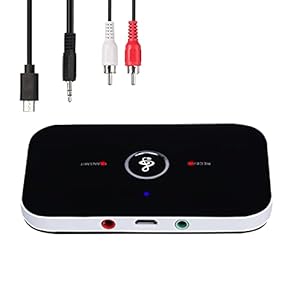 AREVERA Bluetooth 5.0 Transmitter Receiver, 2-in-1 Wireless Portable Stereo Audio Adapter Receiver with RCA/3.5mm AUX Compatible Low Latency HD Sound for Headphones/TV/Car/Home Sound System – Black
