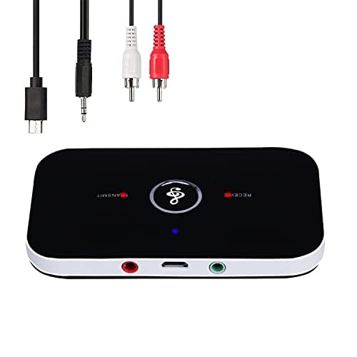 AREVERA Bluetooth 5.0 Transmitter Receiver, 2-in-1 Wireless Portable Stereo Audio Adapter Receiver with RCA/3.5mm AUX Compatible Low Latency HD Sound for Headphones/TV/Car/Home Sound System – Black