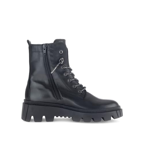 Gabor Damen Combat Boots, Frauen Stiefeletten,uebergangsstiefel,schnürstiefel,Winterstiefel,Winterschuhe,warm,schwarz(Se.Strass)… – Ansicht 4