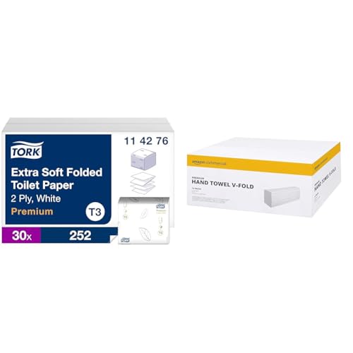 Papier toilette Tork T3 extra-doux et essuie-mains AmazonCommercial pliage en V
