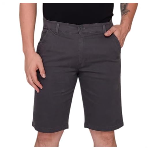 Bermuda Social Masculina Sarja Elastano Bolso Social Embutido Casual Esporte Fino (BR, Numérico, 42, Regular, Regular, Bermuda Social Cinza)