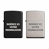 Briquet à essence personnalisable – Modèle Zip en métal – Gravure au laser Nom, Initiales ou Logo – Fabriqué en Italie