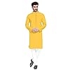 Stylish men haldi dress yellow kurta pajama set for engagement and wedding ceremonies