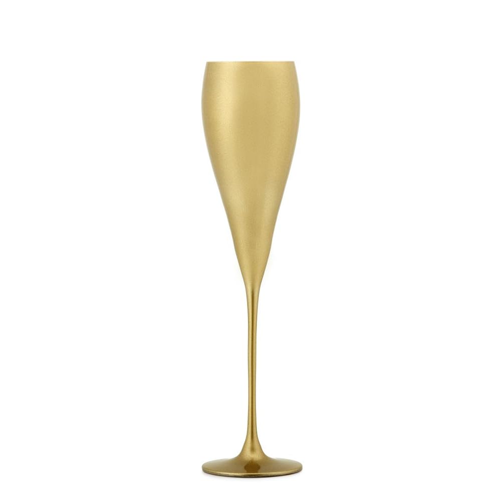 Fade Set 6 Bicchieri Flute natalizi in vetro gold oro satinato decorato a mano "KRISTOFF" 530 ml D6,5xh28 cm