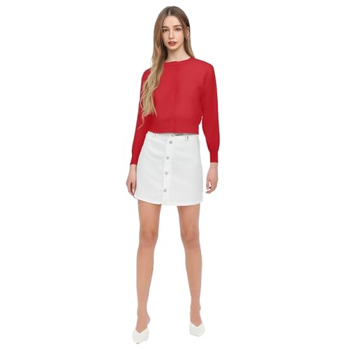 Chaqueta de lana corta mujer para abrigarse con estilo cardigan informal de botones