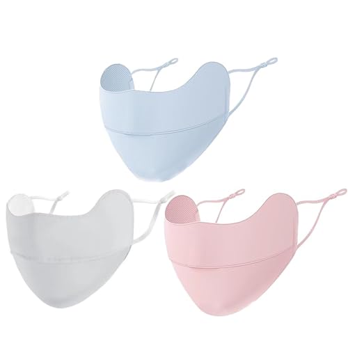 ZKSM 3PCS Sun Protective UV Mask for Women, Washable Reusable Ice-cold Silky UPF 50+blocks 98% of UVA/UVB Rays