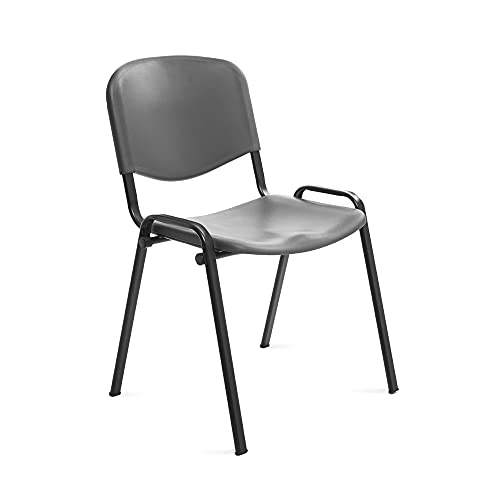 Rocada | Silla Confidente de 4 Patas   PVC Gris   Estructura Metálica de Gran Resistencia   Formato Apilable   Modelo RD 975V15 1   Asiento para Visitas y Sala de Espera