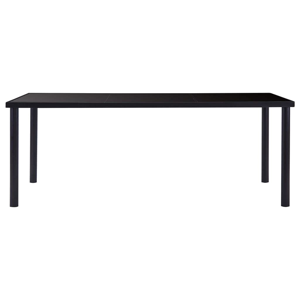 Table à manger en verre trempé, noire, 200 x 100 x 75 cm, table de cuisine moderne pour salle à manger, table en verre durable pour l'intérieur et l'extérieur, montage facile