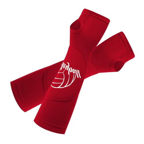 OEUVREBY Manicotti per braccio da pallavolo, imbottiti, elastici, imbottiti, per pallavolo, M, colore: rosso