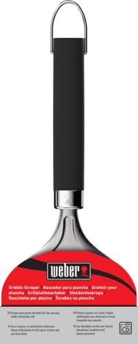 Weber Grillplatten-Schaber, aus Edelstahl, entfernt Fett & Schnutz effektiv, ideal zur Reinigung von Grillplatten/Planchas, Rutschfester Komfortgriff, spühlmaschinenfest - Silber (6781)
