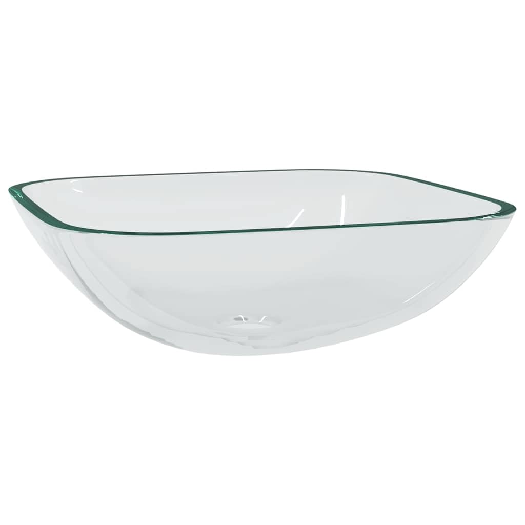 Lavabo de cristal, 42 x 42 x 14 cm, transparente
