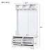 All in One Hall Tree with 3 Top Shelves and 2 Flip Shoe Storage Drawers, Wood Hallway Organizer with Storage Bench and Metal Hanging Hooks, White