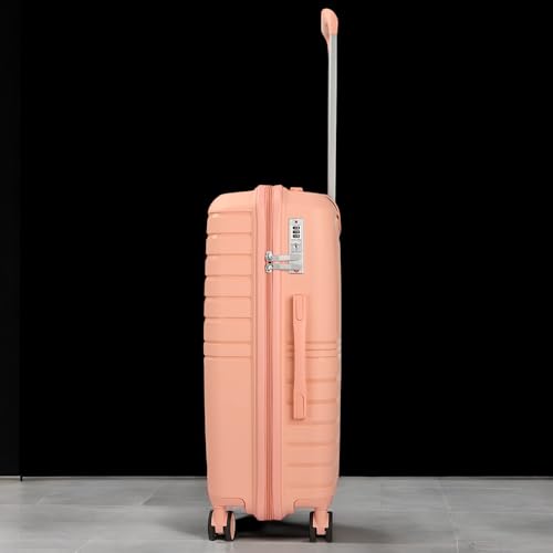 Image of 3G Vacanza Paris Series Polypropylene Unbreakable Hard-Sided Luggage Trolley Bag Set of 2 | Pink (55 & 65 cm)