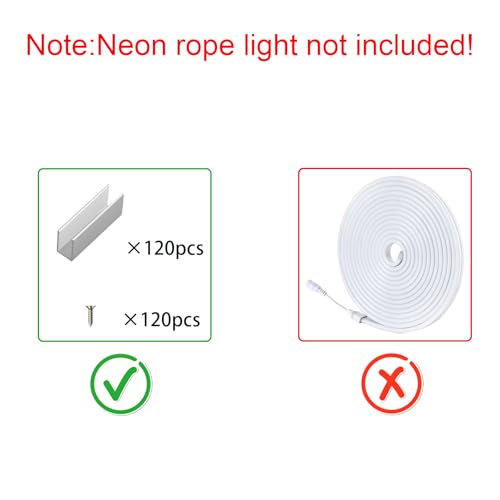 Image of Neon Rope Light Mounting Brackets, Neon LED Accessories 120Pcs Neon Lights Aluminum Install Fixing Clips Accessories for 6x12mm Silicone LED Neon Strip Lighting