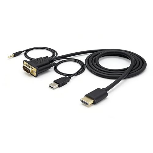 HDMI to VGA Converter Cable 1.8M 1080p 60Hz HDMI Input to VGA Output Lead with 3.5mm Audio Jack for Projector Laptop Xbox PS4 Desktop