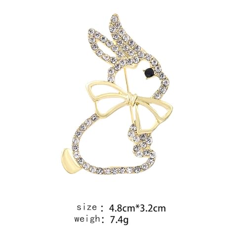 Image of Cute Rabbit Brooch Pin for Women Fashion Crystal Bunny Lapel Pin Easter Holiday Party Accessories