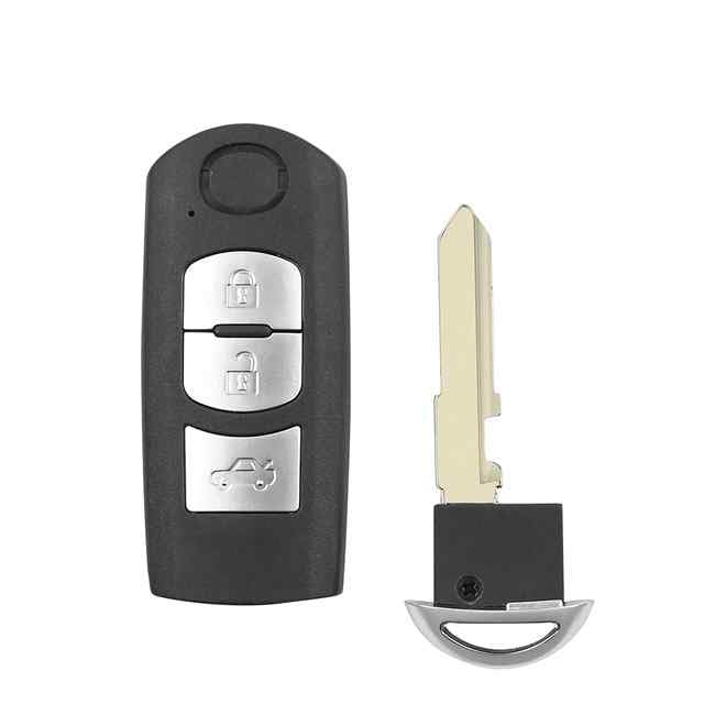 Carcasa Mando Llave de Coche 3 Botones, Carcasa de Llave de Repuesto, Compatible con Mazda M2 M3 M5 M6 CX-3, con zócalo de Pila, Abrir, Cerrar y Maletero, 3 Botone