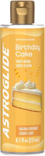 Image of ASTROGLIDE Cake Flavored Personal Lubricant, Hypoallergenic, 8.5 Fl Oz | Cake flavored water-based lube with delicious taste. Hypoallergenic, vaginal-safe, condom-compatible, silky smooth pleasure.