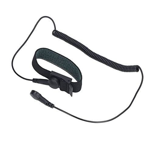 Static Proof Wrist Strap, Reusable ESD Wristband with Grounding Wire, Protect PC from Static Electricity for Service Applications, PU,Stainless Steel Materials (Black)