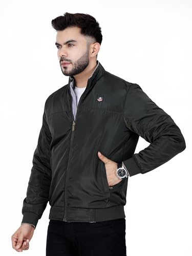 Image of Dollar Full Sleeves Bomber Jacket for Men | TPU Men's Standing Collar Lightweight Winter Jacket, Regular Fit