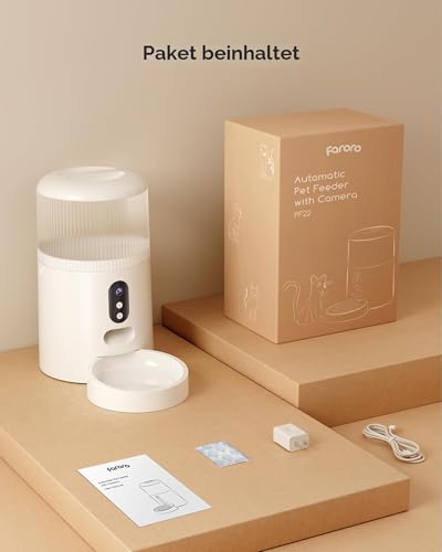 Faroro Futterautomat Katze WiFi, 3MP HD Video Katzenfutter Automat mit Nachtsicht, 4L Futterspender für Katzen/Hunde mit Zwei-Wege-Audio, APP-Steuerung, Bewegungserkennung & Doppelte Kraft