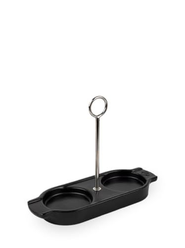 Ceramic tray for two mills, in satin black color