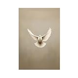 XVHOGAS Kunstdruck auf Leinwand, Motiv: Heiliger Geist, Taube, minimalistisch, Bibel, Beige, Pfingsten, Art-Deco, Wandkunst, Dekor, Bild, Gemälde für Wohnzimmer, Schlafzimmer, Dekoration, 30 x 45 cm