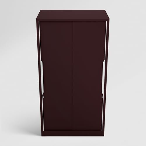 Image of Interio by Godrej Almirah Slide N Store Compact Plus 2-Door Steel Sliding Wardrobe for Clothes (Textured Shell Wine Red), 1-Year Warranty, 7 Shelves, 1 Drawer