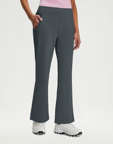 M MAELREG Golf Pants for Women Hight Waist with Pockets Boot Cut Flared Straight Workout Yoga Athletic Pants Women Dark Grey — view 2