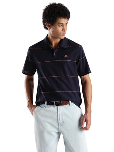 Image of Striped Relaxed Fit Cotton Polo T-Shirt