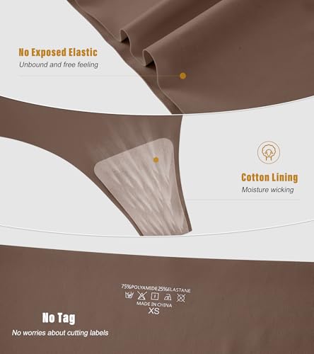 Image of DEANGELMON Seamless G-string Thongs for Women - No Show Thong Underwear Low Rise Stretch Panties Workout Pack