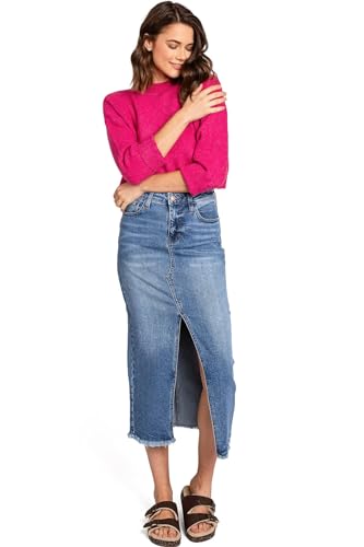 Celebrity Pink Regeneration Women's Juniors High Rise Jean Midi Skirt3