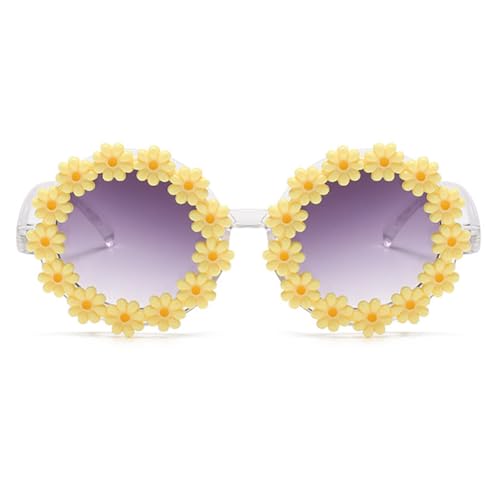 Women round Flower Sunglasses Flower Cute Glasses UV 400 Protection for Outdoor Beach2