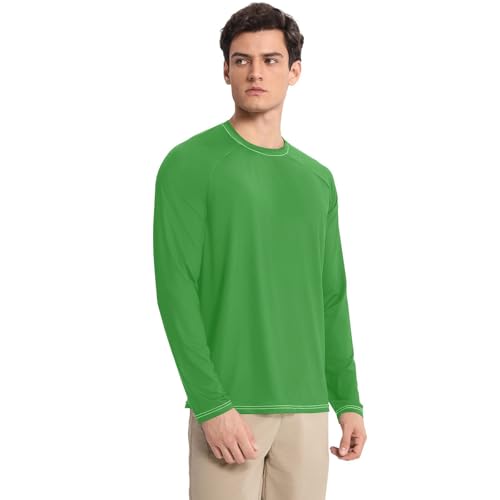 Safari Green Men's UPF 50+ Swim Shirts Quick Drying Long Sleeve Long Sleeve UV Sun Protection Beach3