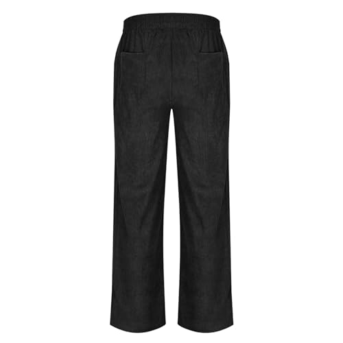 Mens Corduroy Pants Straight Wide Leg Baggy Sweatpants with Pocket Casual Fall Fashion Drawstring Elastic Waist Jogger 5